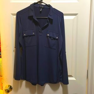 Jones New York large navy collared vneck